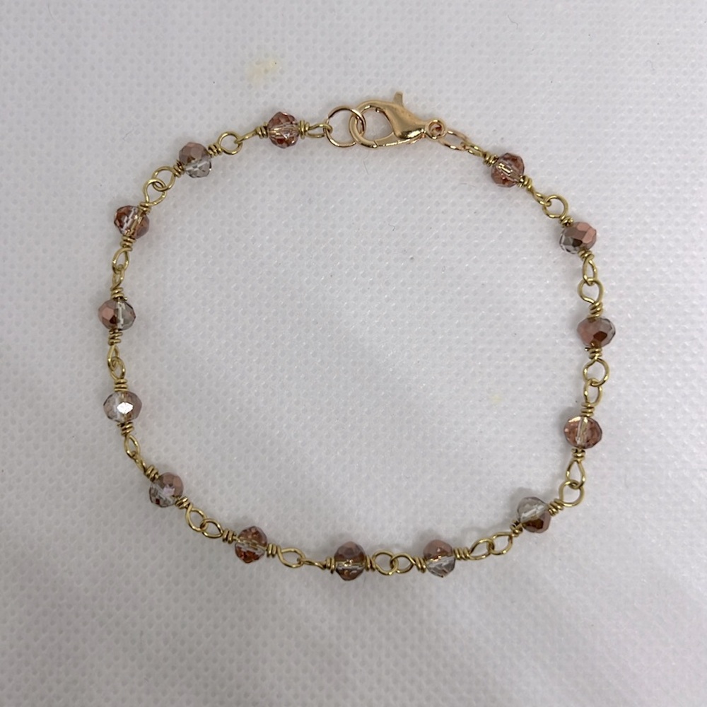Dainty Firepolished Copper Glass Bead Bracelet - Picture 3 of 6